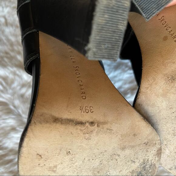 Camilla Skovgaard Leather Sandals Open Toe Block Heeled Steampunk Vampy 39.5 - Picture 13 of 13